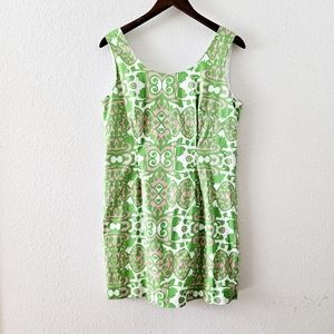 Kaeli Smith shift dress size 14 green pink print sleeveless lined summer coastal